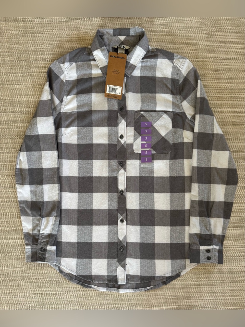 Eddie Bauer classic plaid long sleeve button up flannel shirt women’s S NWT